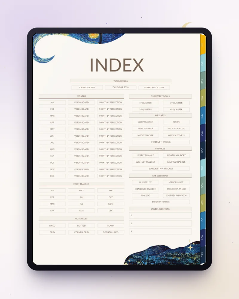 Hyperlinked index page on iPad