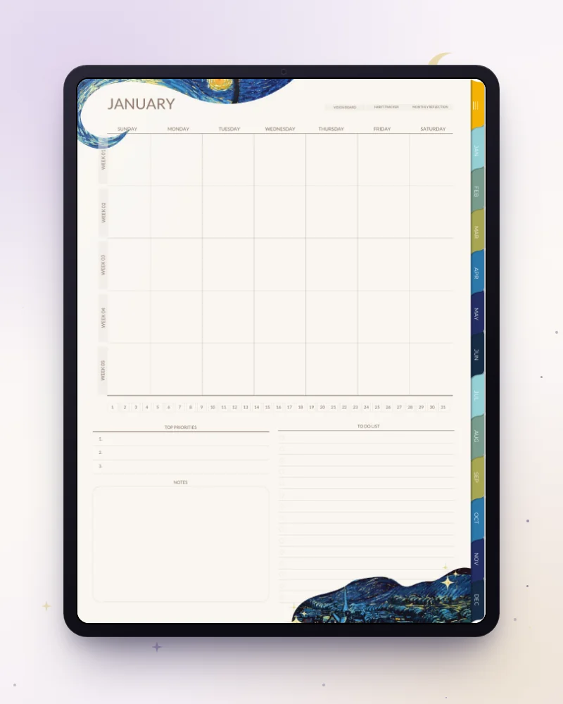 Monthly spread in GoodNotes on iPad