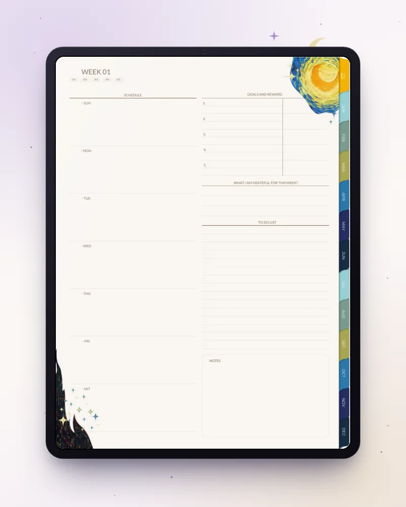 Weekly spread in GoodNotes on iPad